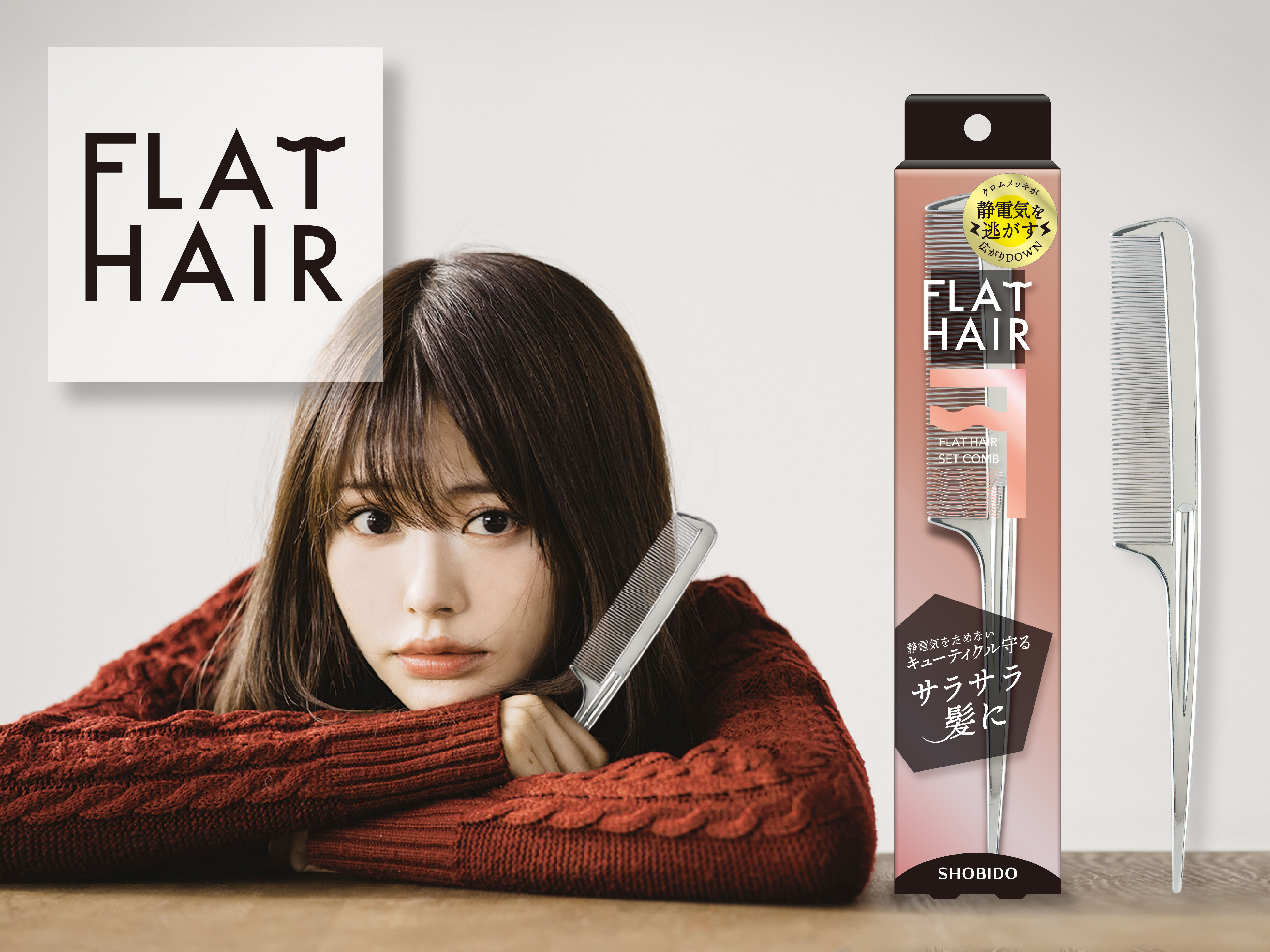 美髪の天敵 静電気対策に！クロムメッキ加工の「フラットヘア セット