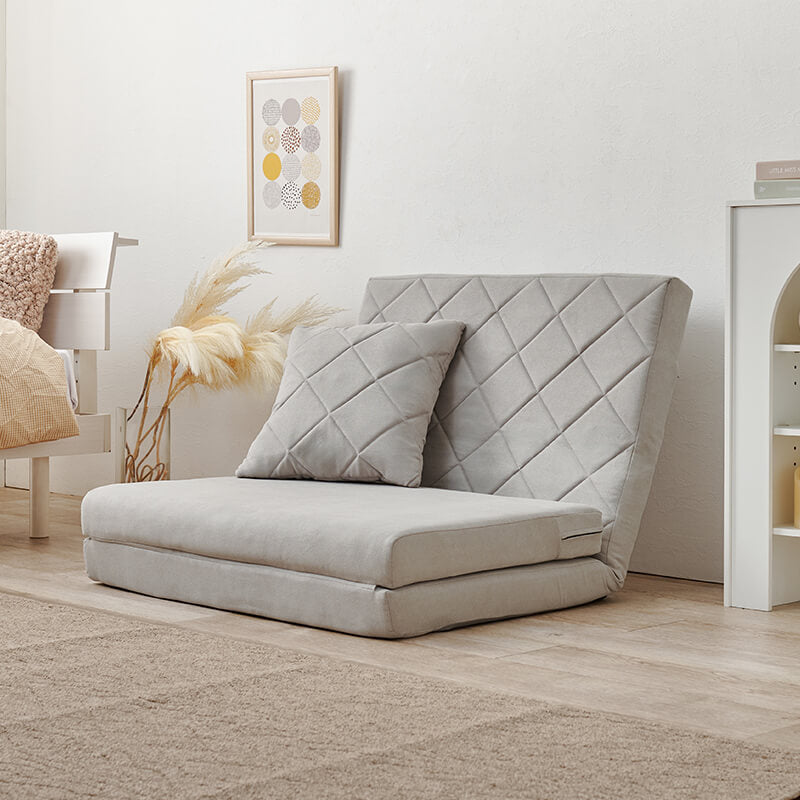 3WAY淡色ソファベッド 1.5人掛け クッション付き ローソファ