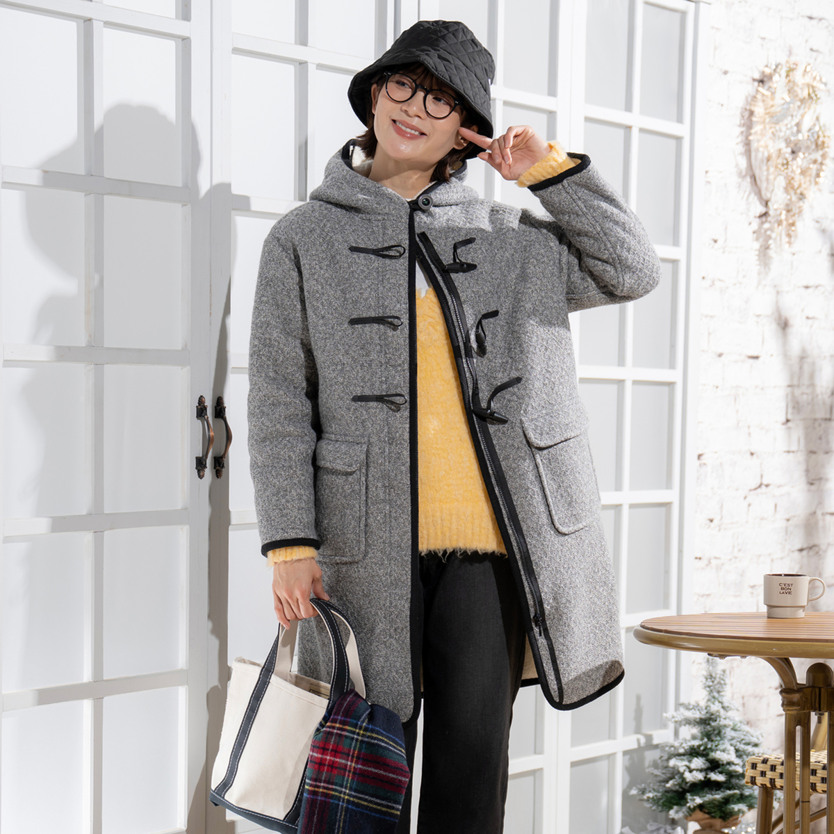 calma ボアボンディング ロングダッフルコート エスパスデカルマ