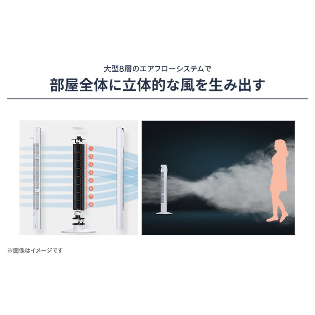 キララエアー オゾン消臭除菌機能付きタワーファン マーレ キララ