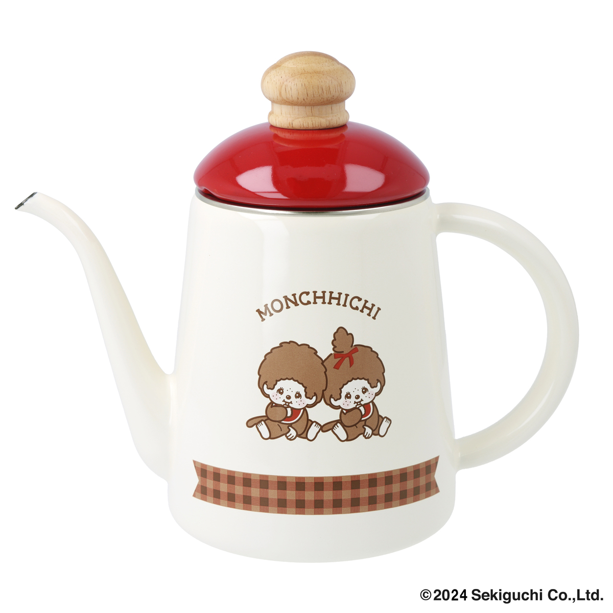 富士ホーロー モンチッチチェック コーヒーポット11cm 富士ホーロー