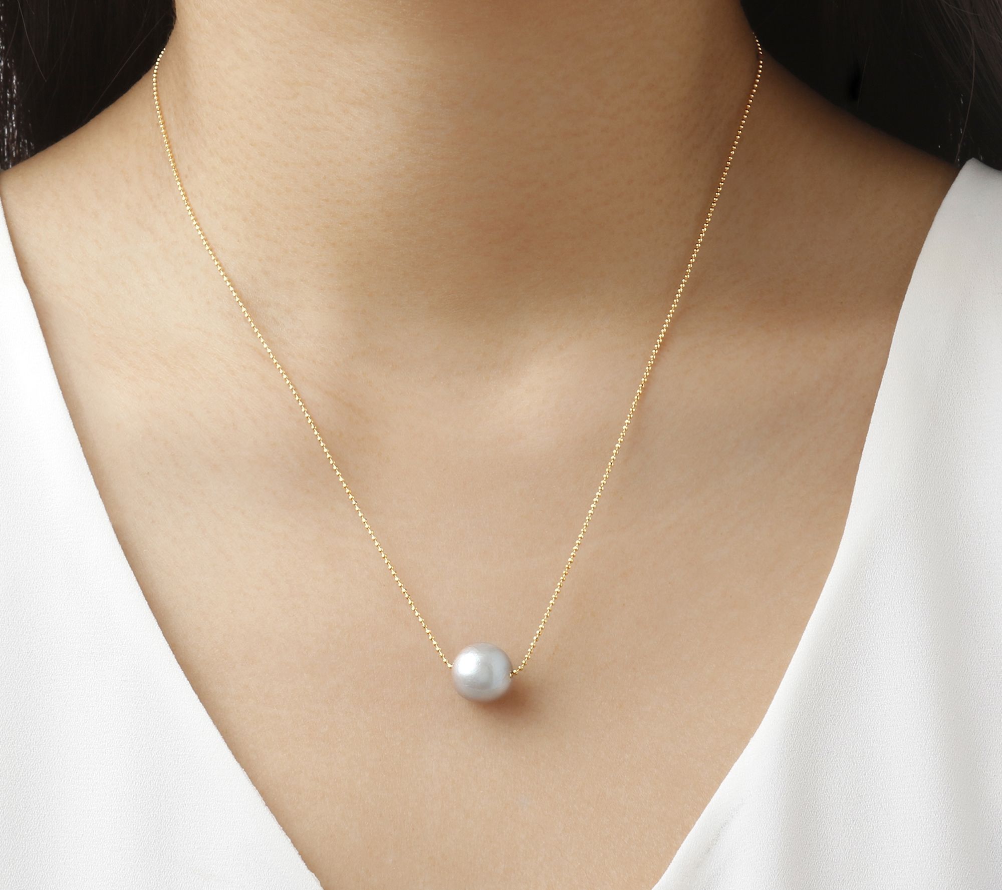 Honora Sliding Cultured Ming Pearl Necklace, 14K Gold Clad - QVC.com
