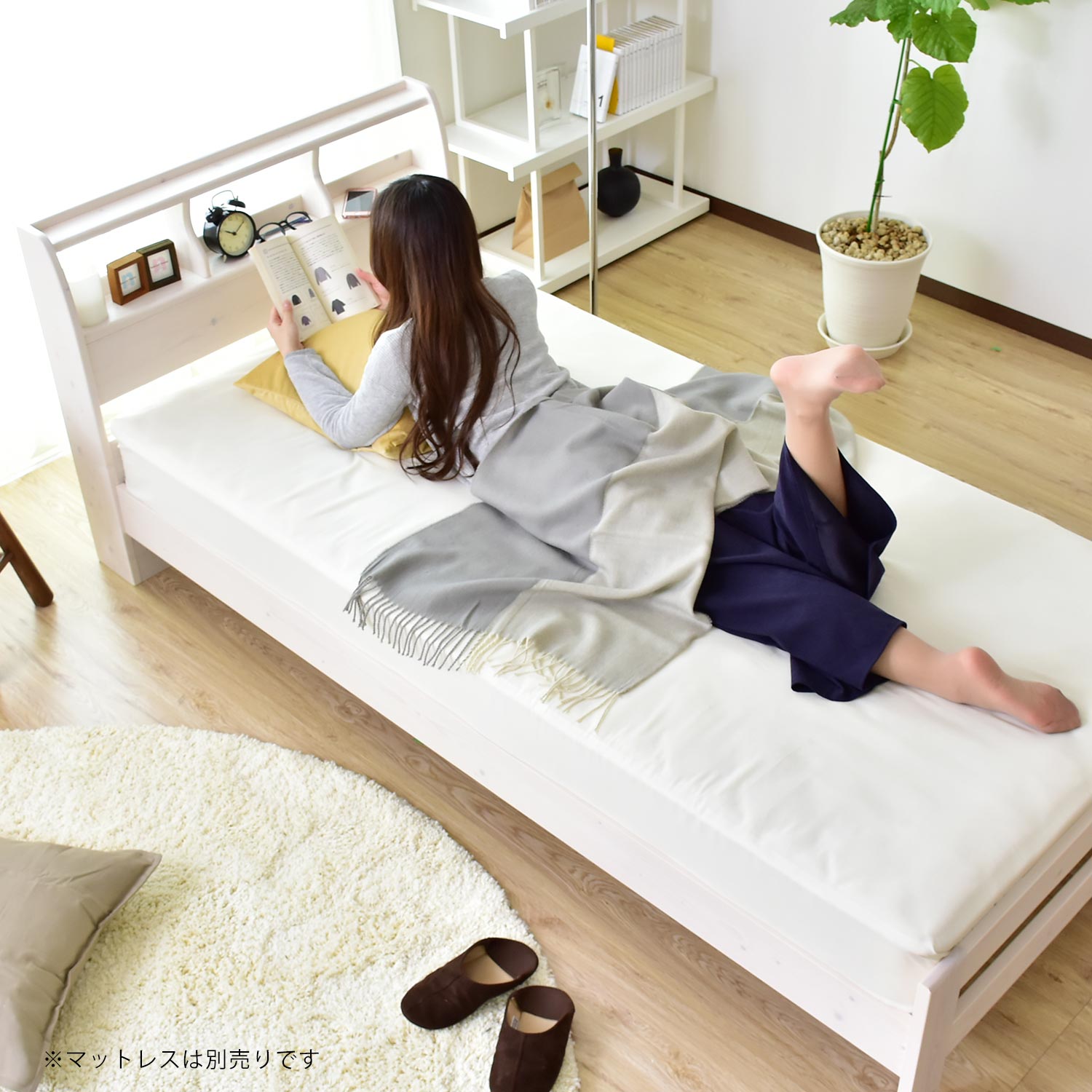 シングルベッド すのこ 天然木 パイン材 ベッドフレーム スワン S