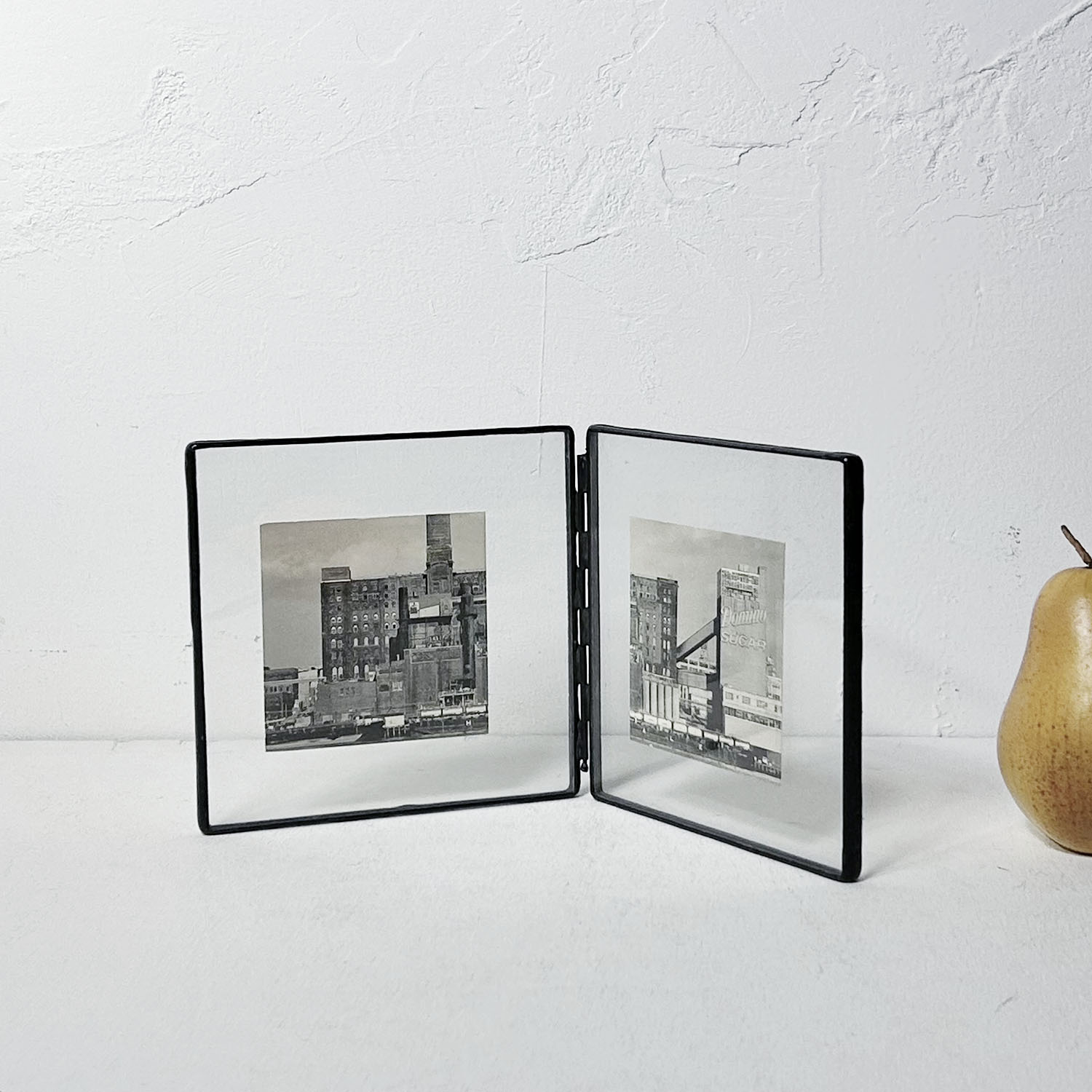 フォトフレーム スクエア ガラス×アイアン細フレーム 折りたたみ
