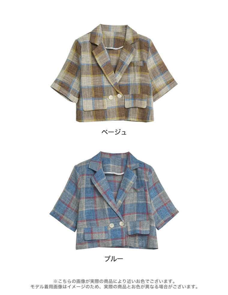 チェック柄半袖ジャケット - ジャケット/アウター通販 | 人気