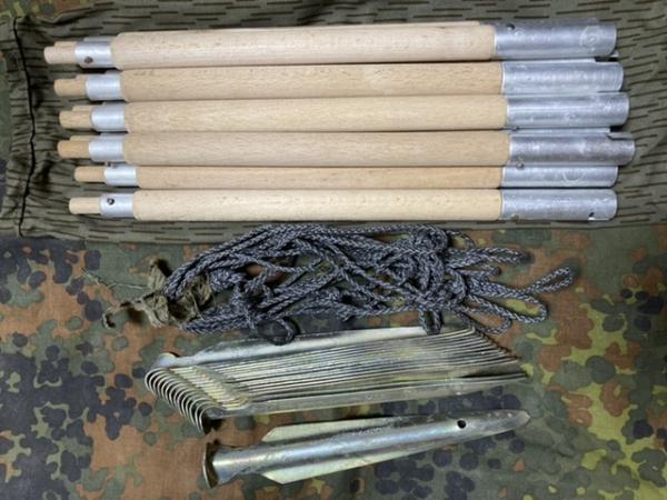 ドイツ軍放出品 テント用ポール&ペグセット 旧東ドイツ 収納袋付き