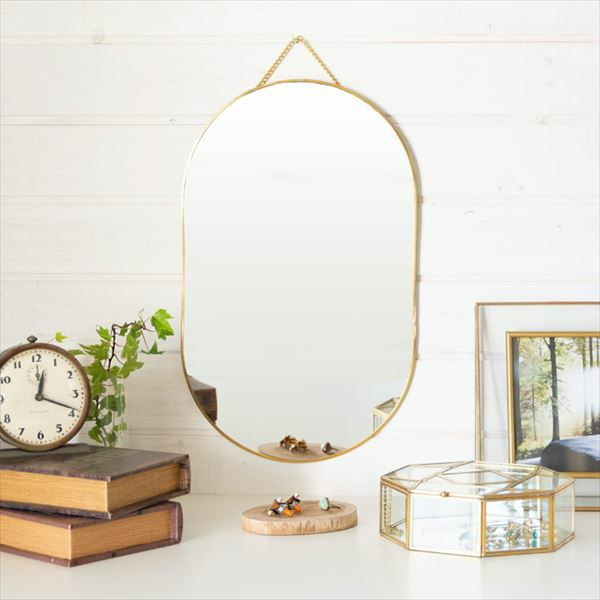 ウォールミラー オーバル 真鍮フレーム ゴールド [66714]【 ミラー 鏡