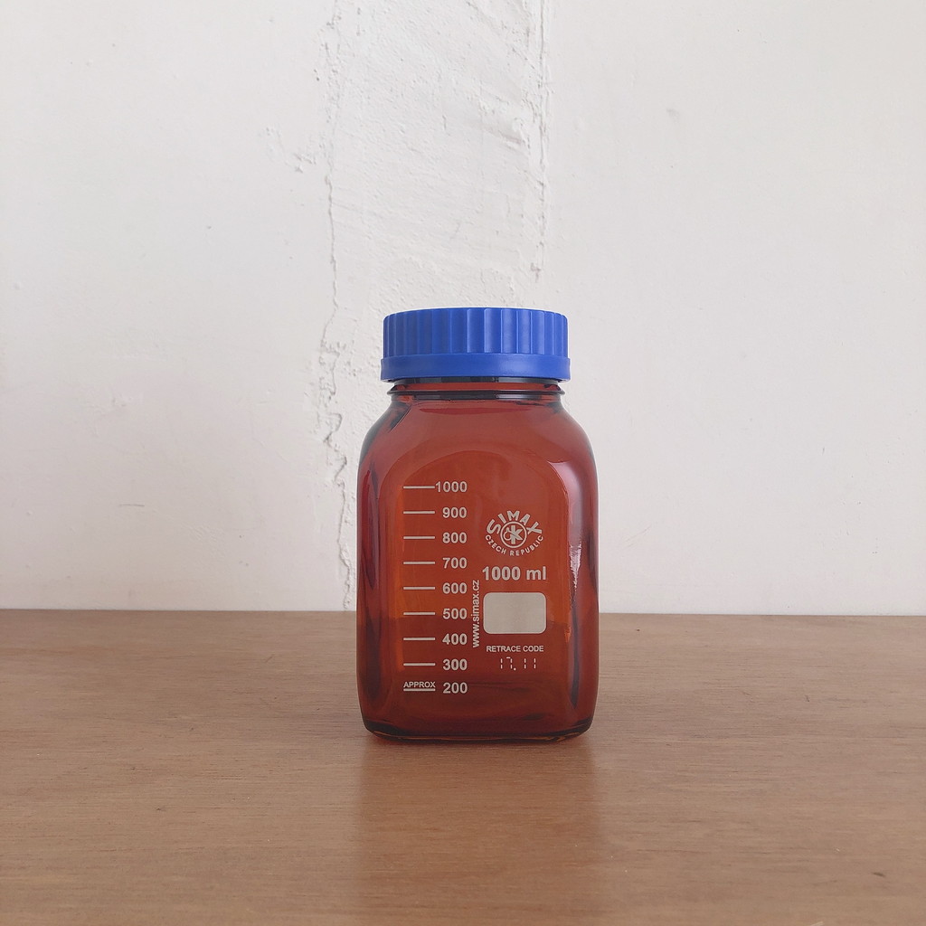 SIMAX ねじ口瓶 100mL 茶 / ストレージボトル / メディウム瓶 青