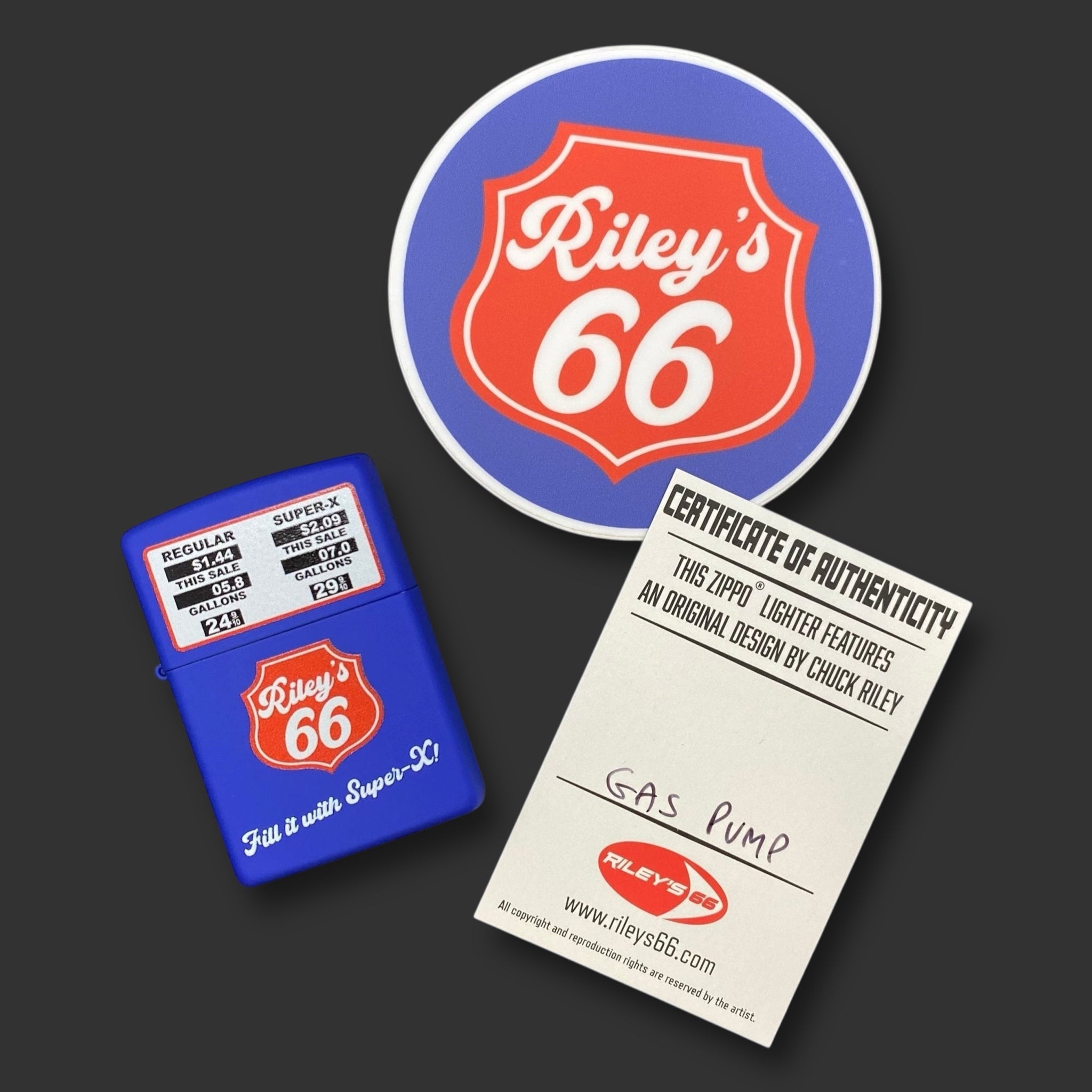 Original Riley's 66 Gas Pump Zippo Lighter