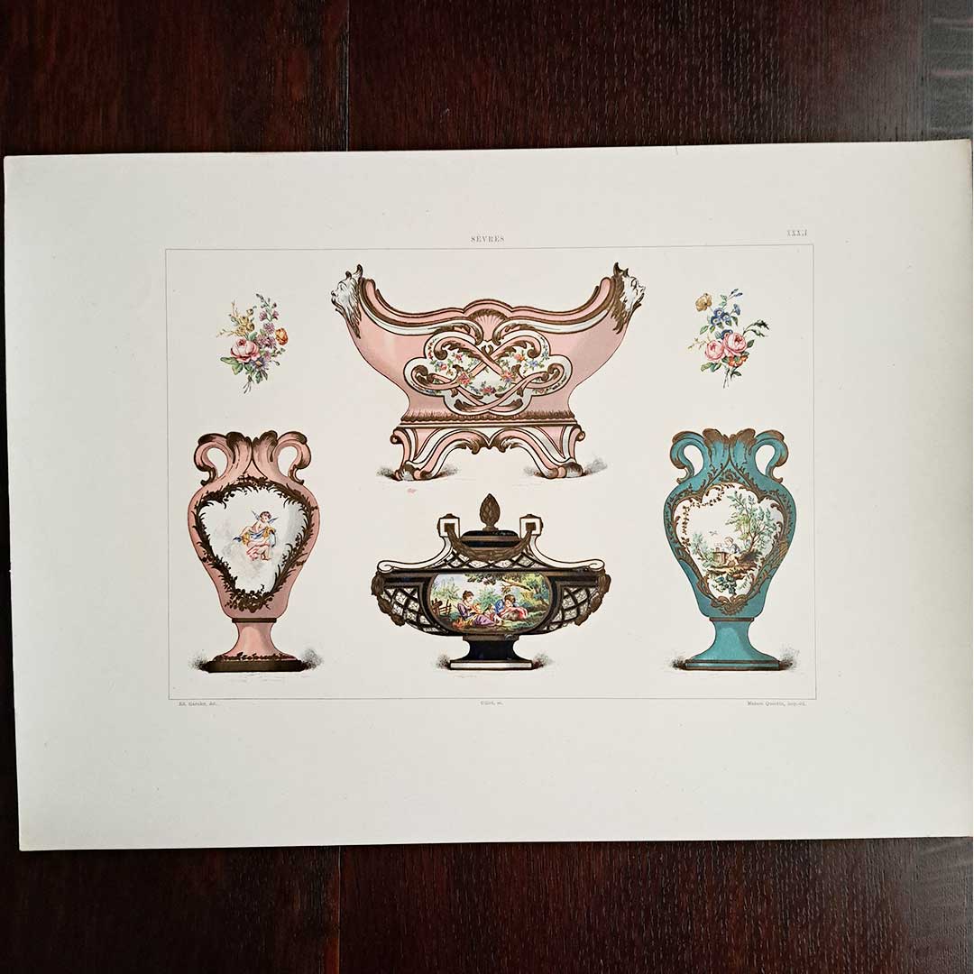 セーブルの軟質磁器「ルイ15世の番号がふられたプランターと花瓶」