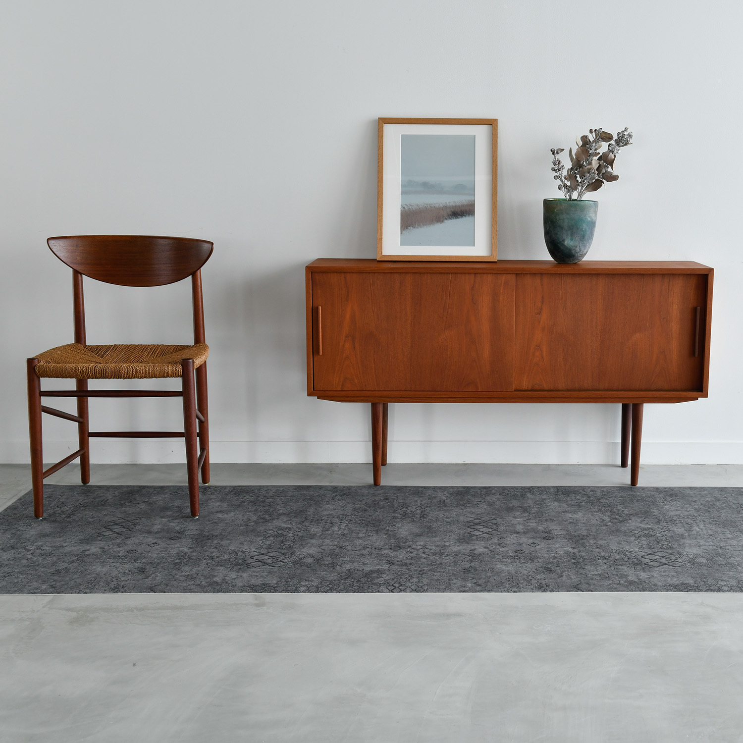 アンティーク調 フロアマット グレーボヘミア 92cm幅 | ラグリエ