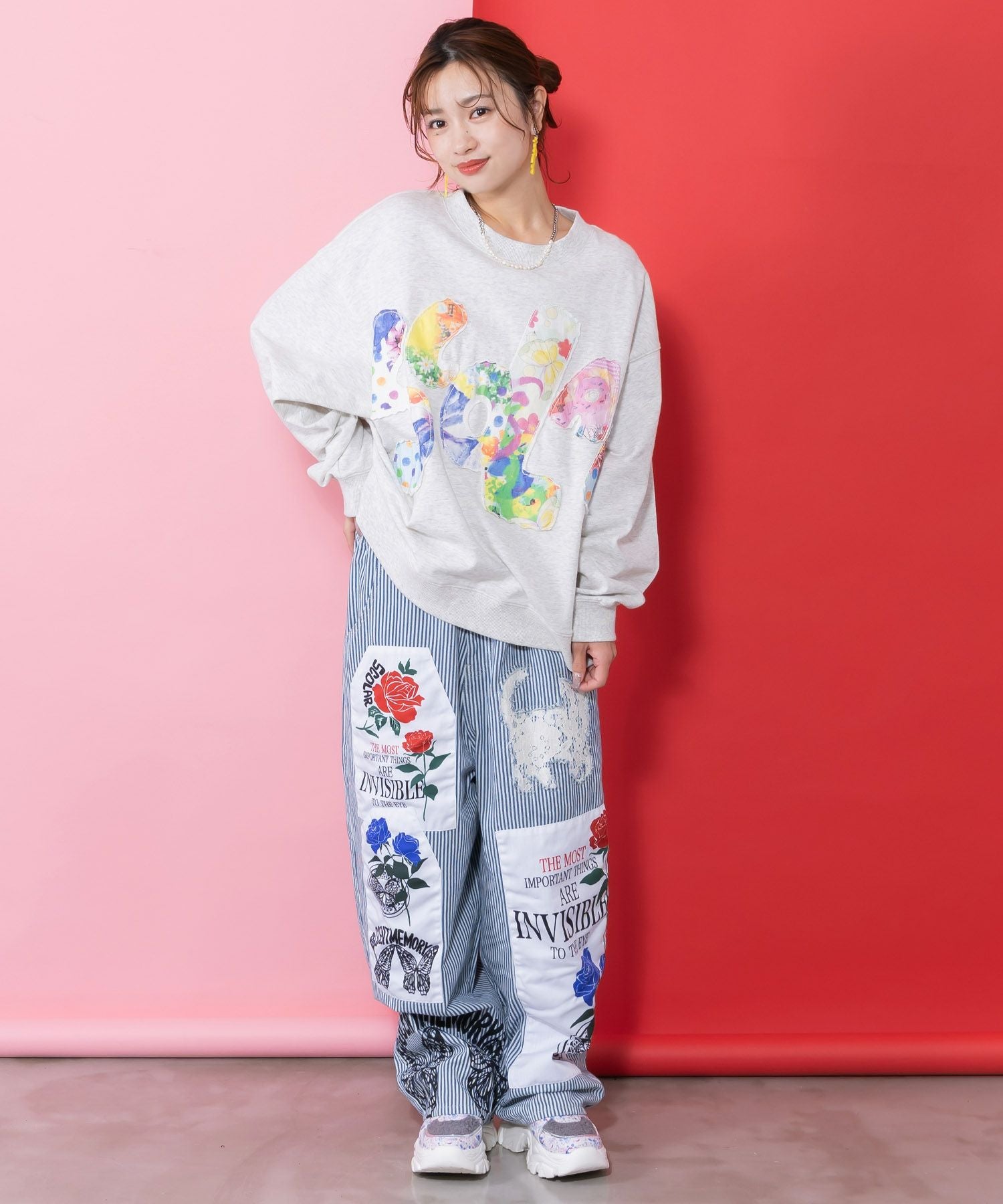 161618：スカラー総柄ロゴアップリケ裏毛プルオーバーの通販-ScoLar