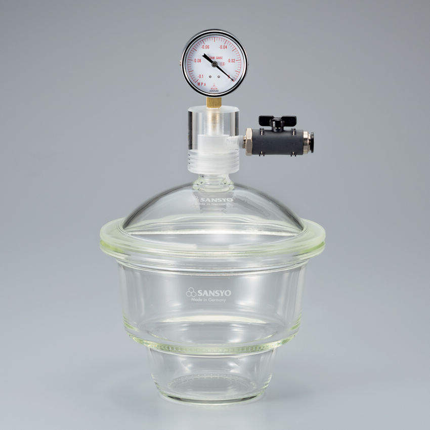 三商 ガラス上口デシケーター用 コック付真空計｜総合的理化学機器商社