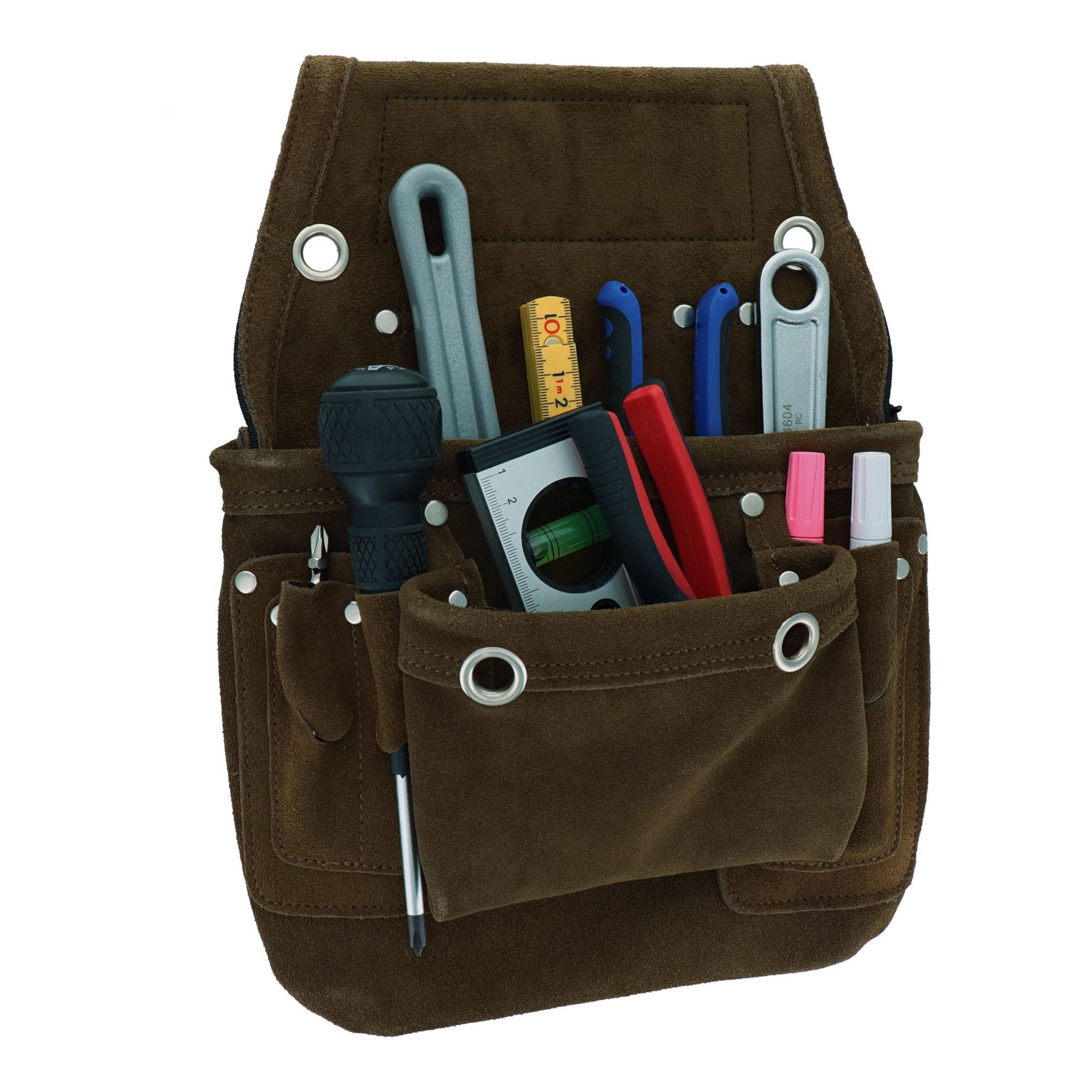 DSL-01BR 作業ベルト・収納袋 釘袋 スエード本革釘袋 1段 ブラウン