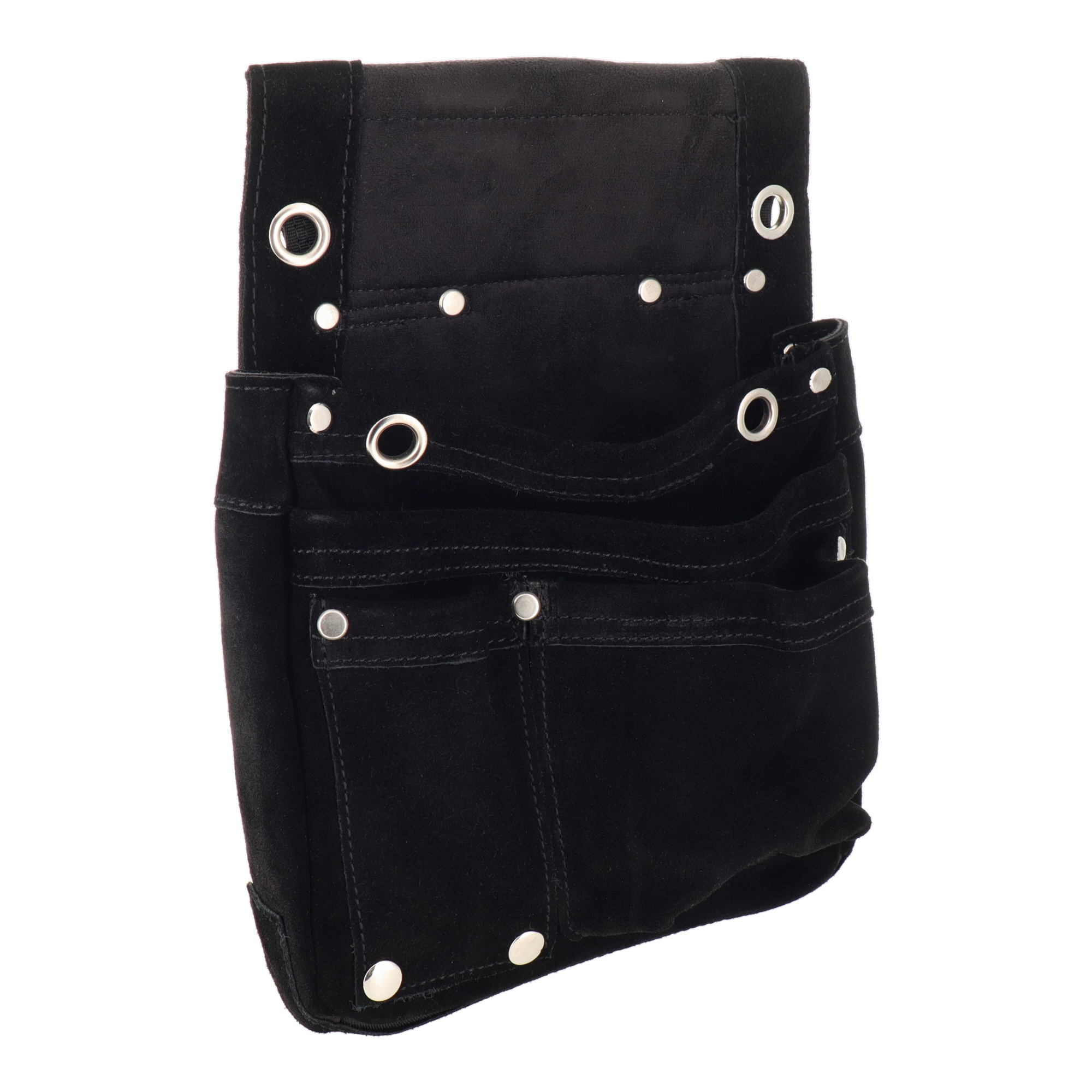 DSL-07BK 作業ベルト・収納袋 釘袋 スエード本革釘袋 2段 ブラック