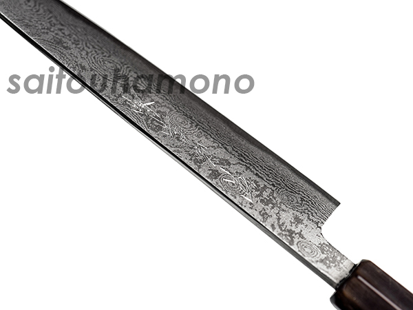 堺孝行銀三割込ダマスカスペティ黒檀八角柄の通販「サイトウ刃物店」