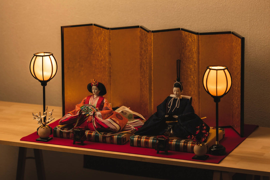 平安文様、鶴と蝶々のおひなさま – 人形工房 左京