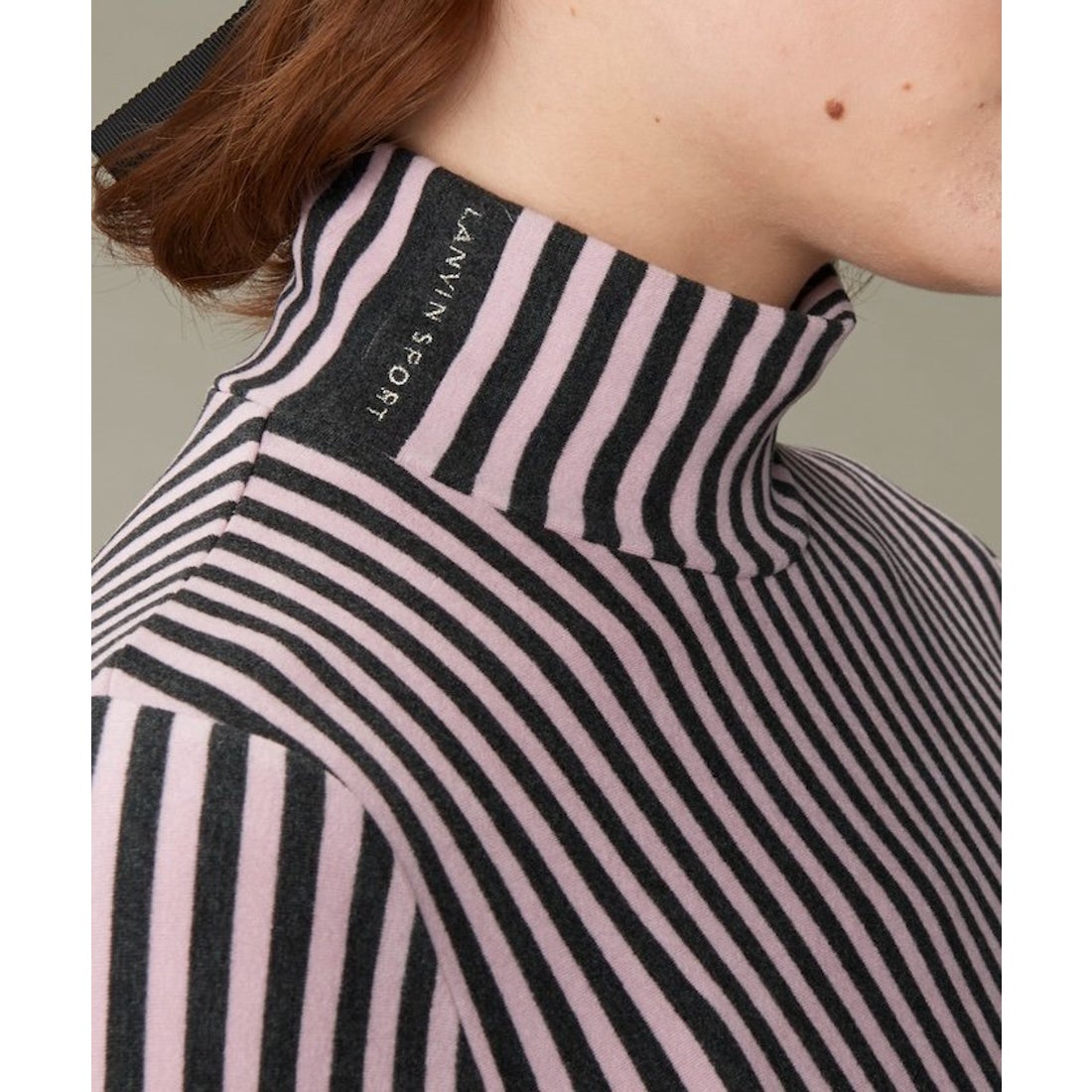 LANVIN SPORT ストライプ柄ハイネックシャツ【ストレッチ】 -デサント