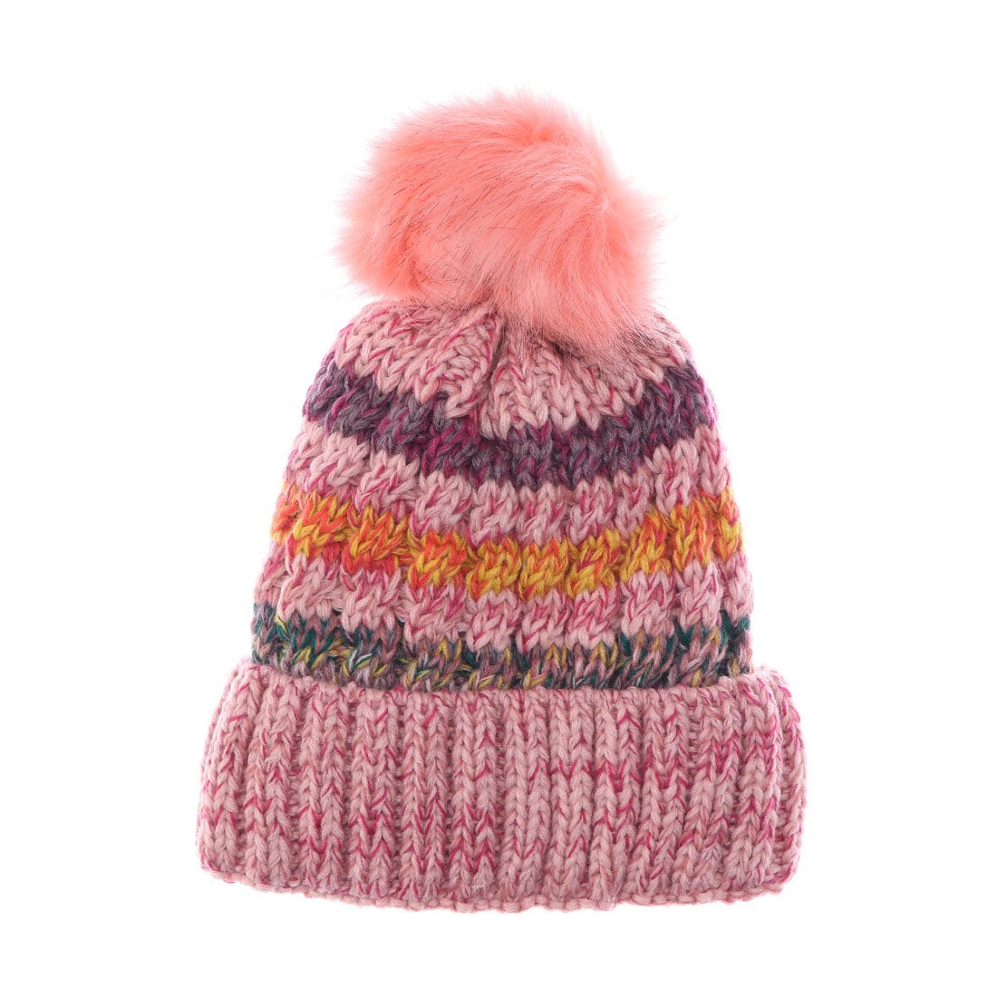 スタイルブロック STYLEBLOCK ぽんぽんファー付ニット帽 （ピンク