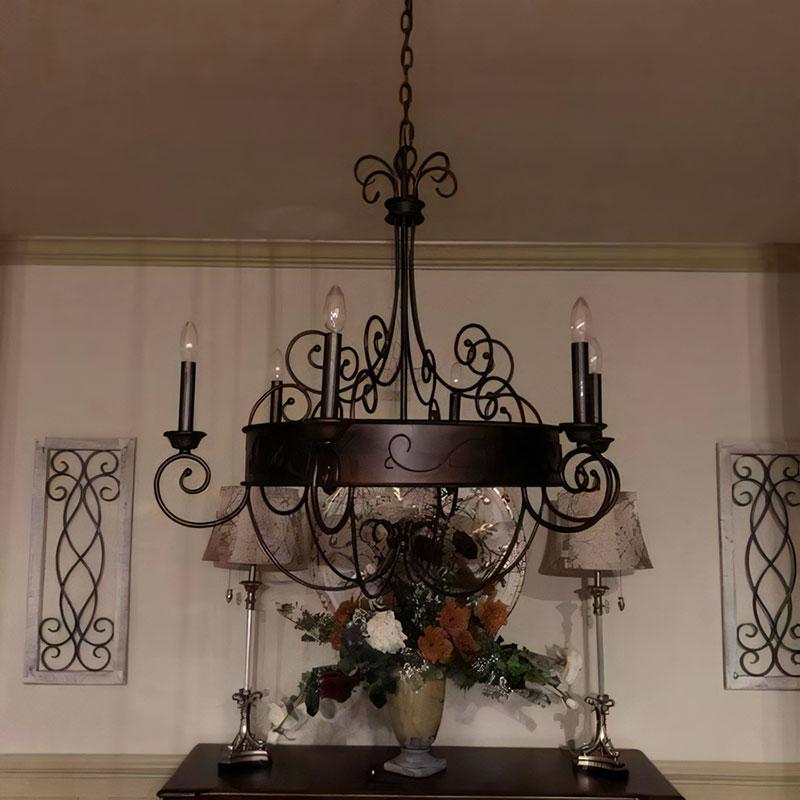 カンデーラ6灯シャンデリアライト（ラストブロンズ）｜アップ型