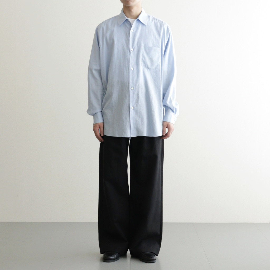 COTTON SILK OVERSIZED REGULAR COLLAR SHIRT #SAX [ST.1492] – ciacura