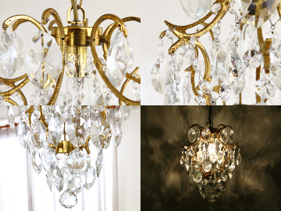 アンティークブラス&クリスタル ロココスタイル ミニシャンデリア