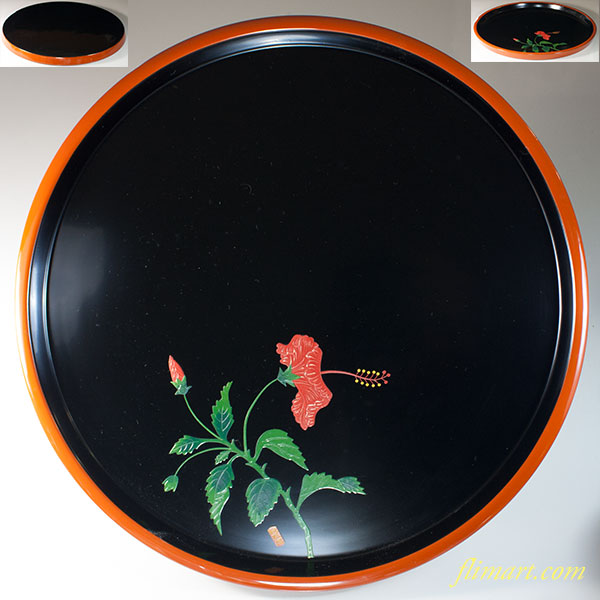 琉球塗琉球漆器天然木一尺二寸丸盆 | 和食器リサイクル通販専門店