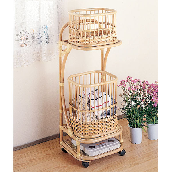 楽天市場】脱衣かご 2段 ラタン製 ランドリーバスケット 籐家具 幅56cm