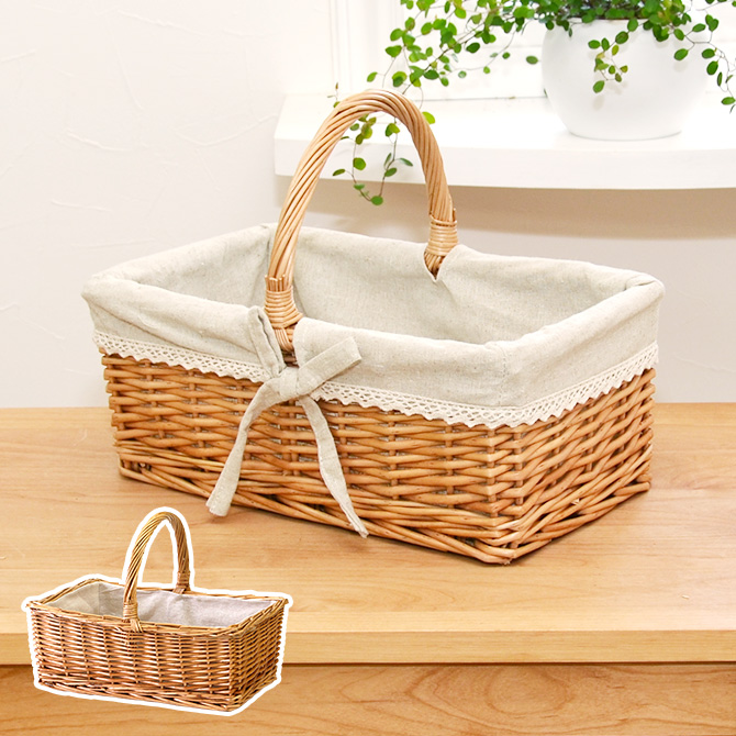 楽天市場】かごバスケット ピクニックバスケット プチレース M＆L