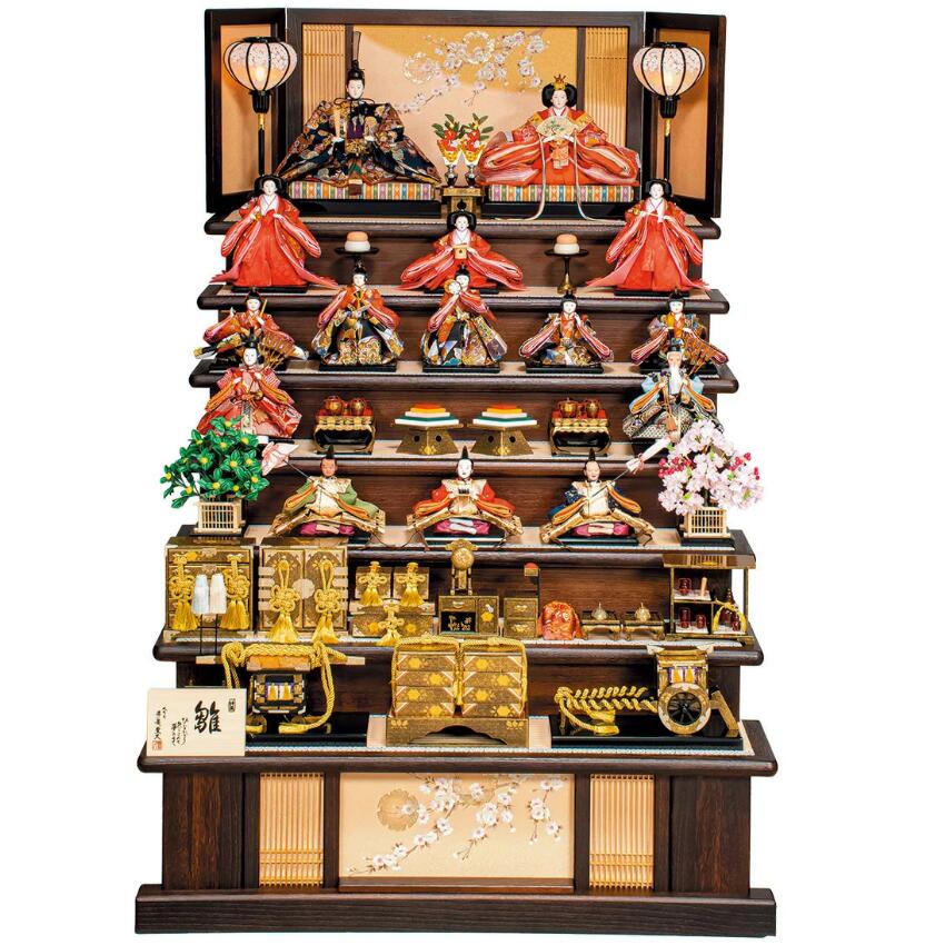 楽天市場】送料無料 久月監製 真多呂作 雛人形 木目込十五人揃い 木製