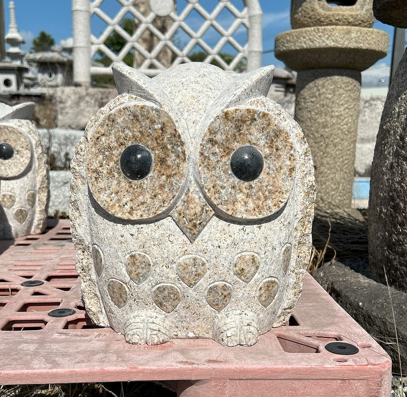 楽天市場】もこもこふくろう 小 H21cm 御影石 フクロウ 梟 鳥 とり