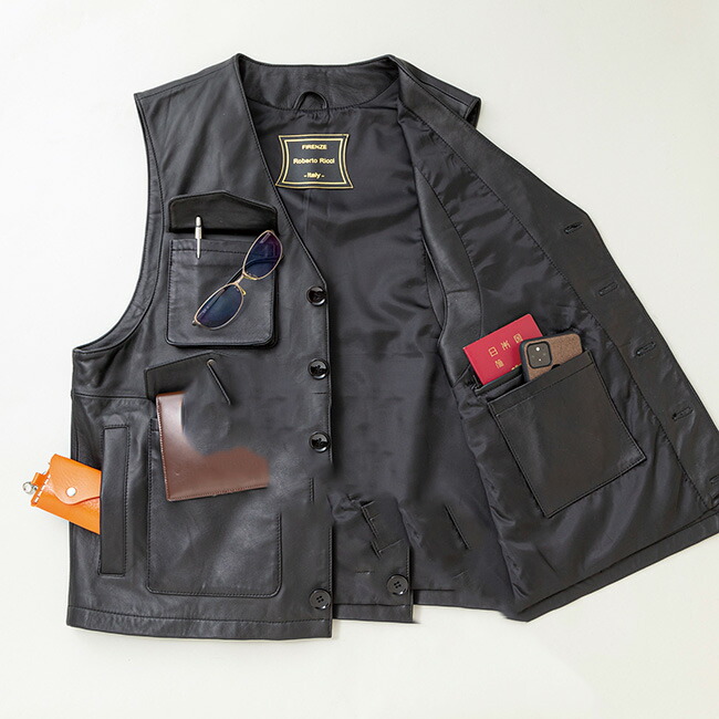 楽天市場】ロベルトリッチ ラム革 10ポケットベスト[ラム革ベスト 多