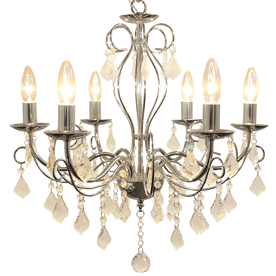 シャンデリア 別売りでリモコン付き LED クララ 6灯 照明 黒 金 白