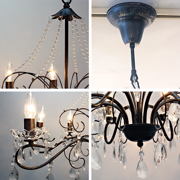 シャンデリア 別売りでリモコン付き LED 照明 おしゃれ 8灯 ブラック