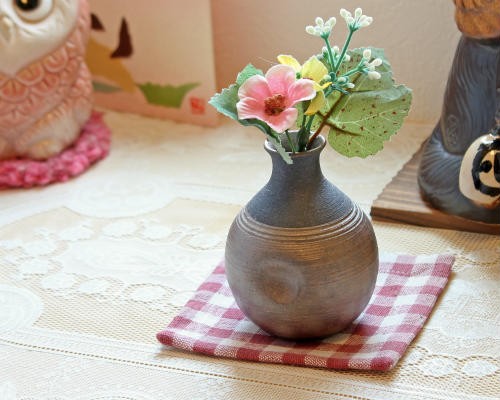 信楽焼 一輪挿し 銀嶺 エクボ 掛分 ミニ 壷 小さい 花瓶 陶器 おしゃれ