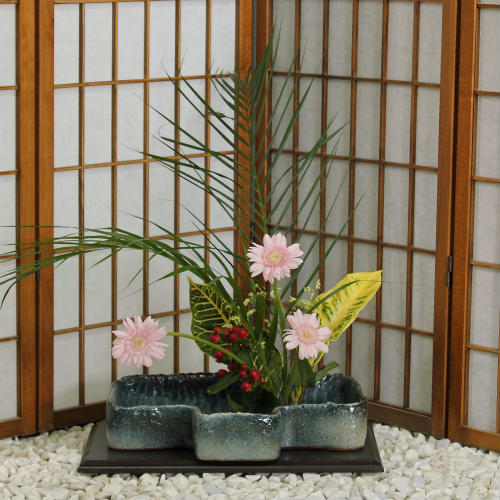 信楽焼 水盤 南蛮 凸 変形 12号 花器 陶器 池坊 嵯峨御流 生け花 華道