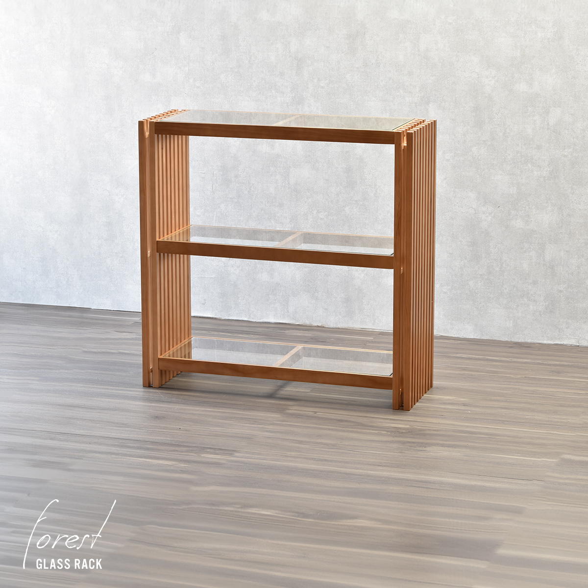FOREST フォレスト ガラスラック 無垢材 縦格子 FOR-900を激安で販売