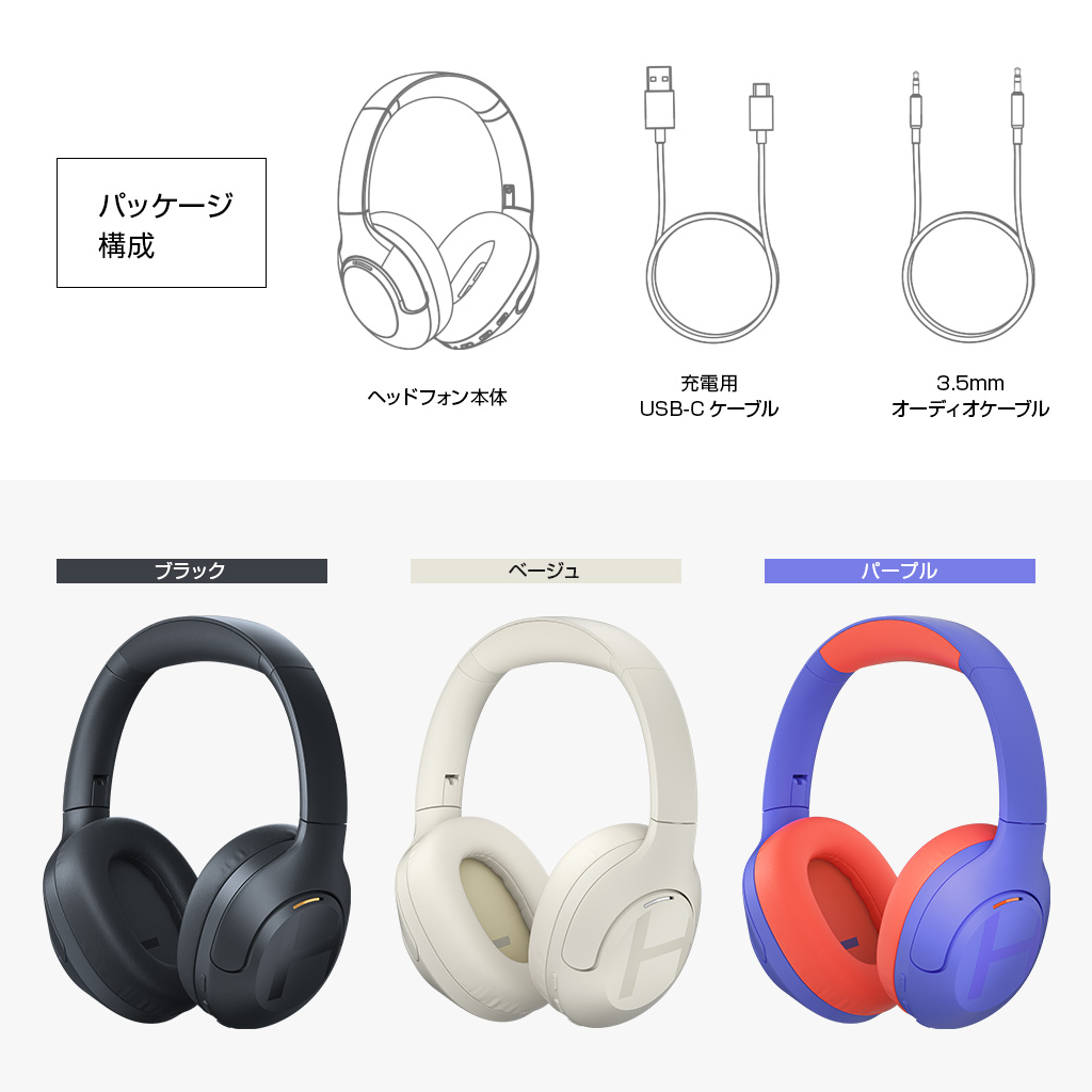 Haylou ワイヤレスヘッドホン S35 ANC ハイレゾ対応 ノイズキャンセ