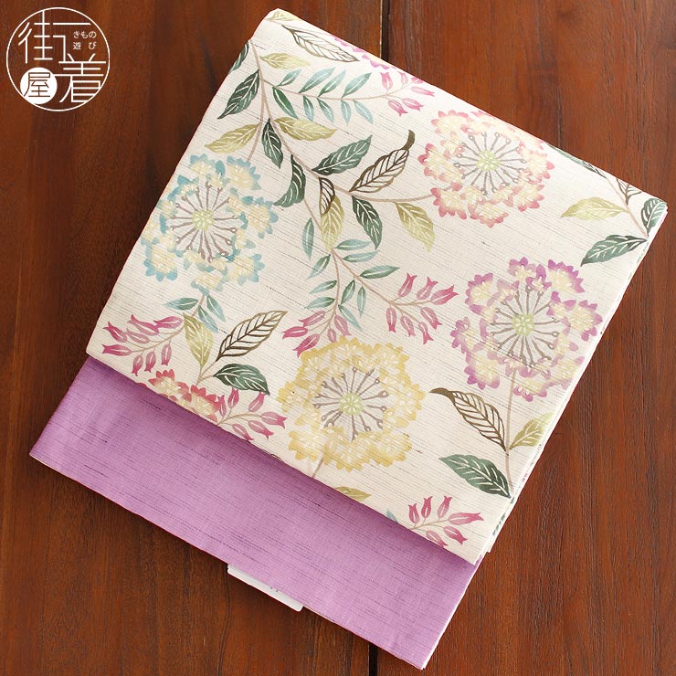 夏帯] 夏名古屋帯 百日紅 (麻/薄紫色) 麻 リネン 日本製 名古屋帯 京