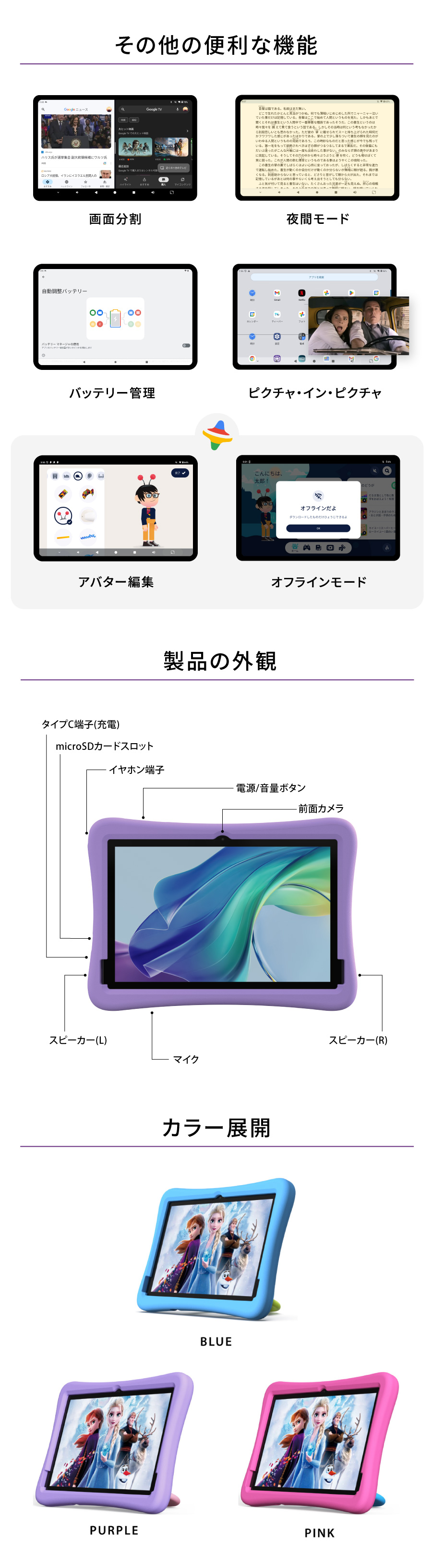 Plimpton タブレット キッズ 10.1インチ 高性能8コア iKids対応 12+