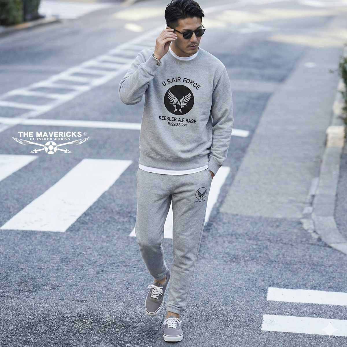 THE MAVERICKS ブランド ミリタリー スウェット トレーナー メンズ