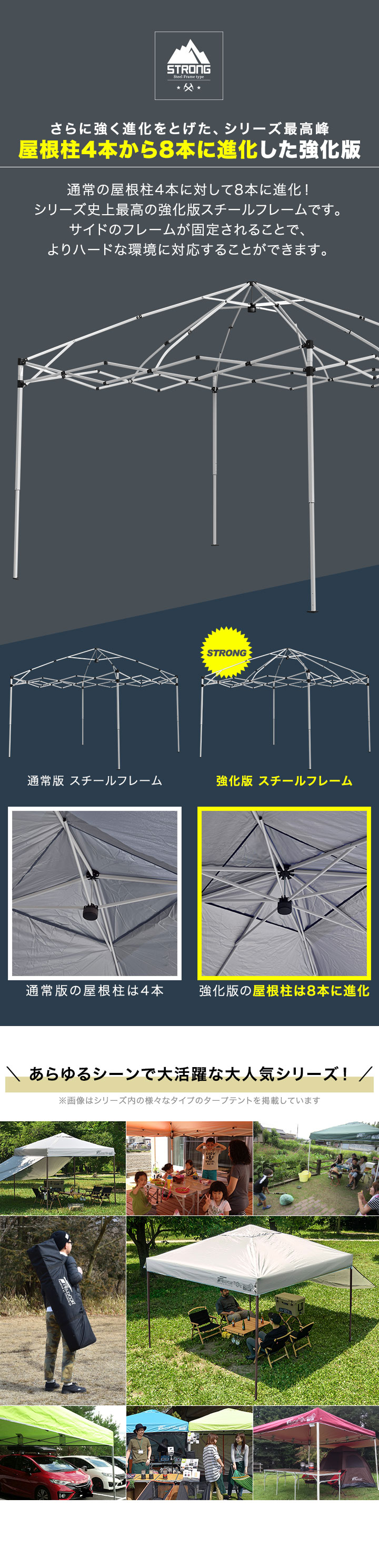 FIELDOOR（フィールドア） タープテント 2.5m ワンタッチ 設営