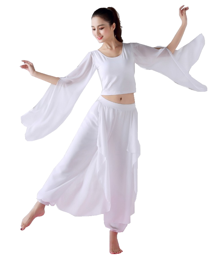 セットアップ 長袖トップス スカーチョ 白 ホワイト ワイドパンツ へそ