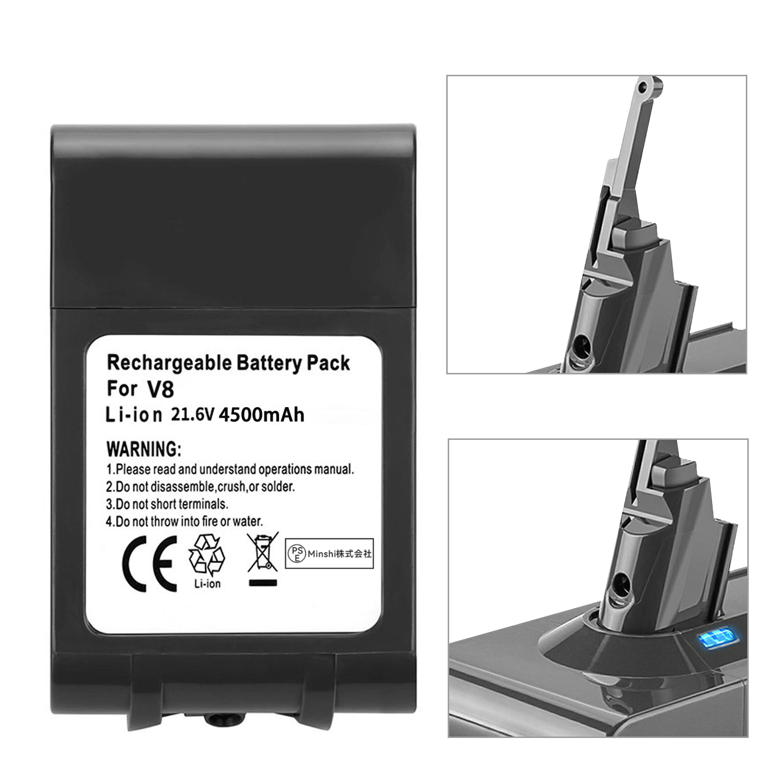 v8 ダイソン 掃除機 バッテリー 大容量4500mAh 1年保証 互換 充電器