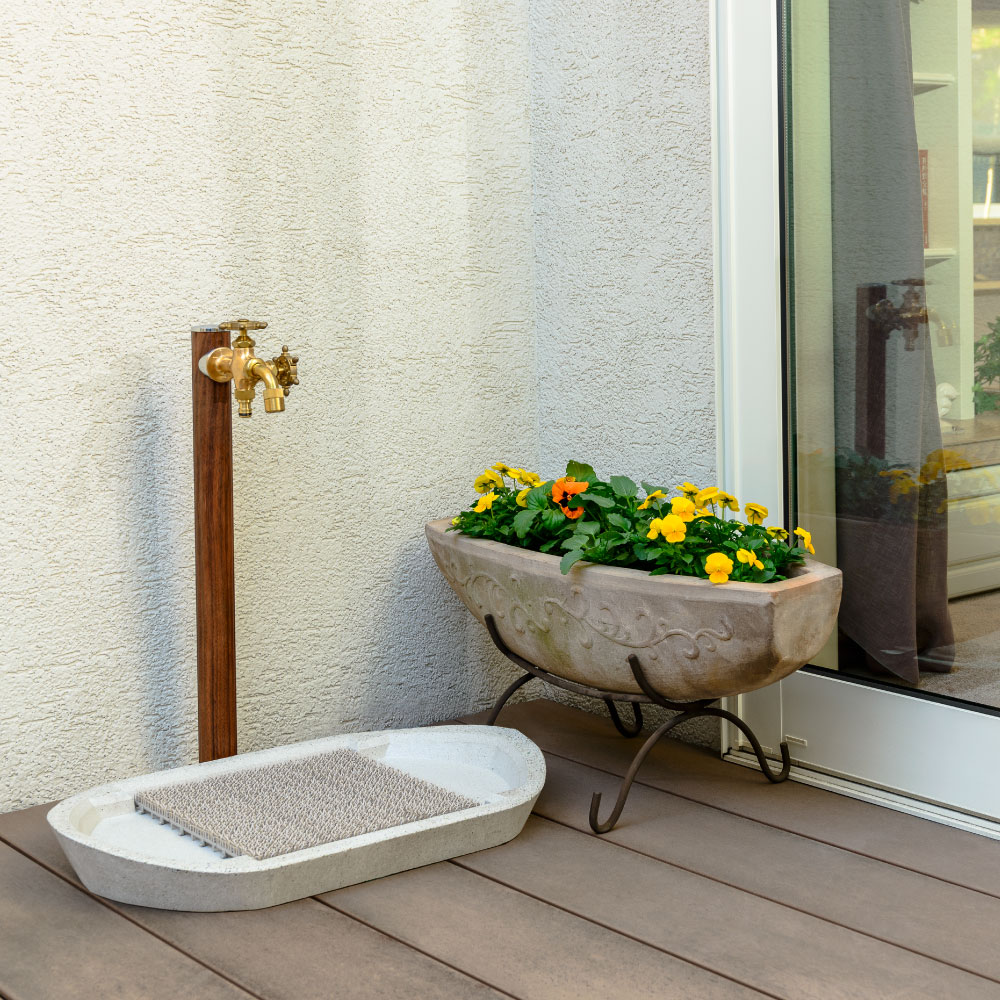 水生活製作所 ガーデンパン FUNE 水栓パン 水受け 水はね防止マット