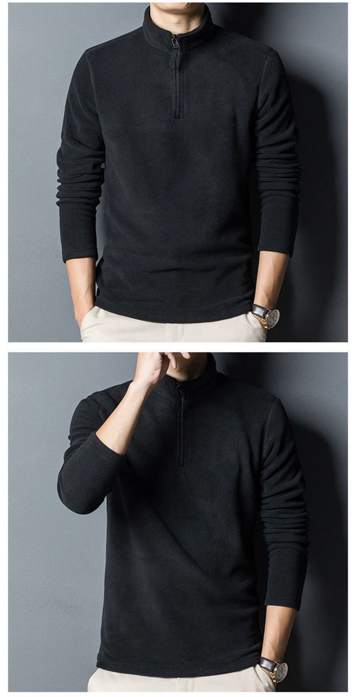 フリース Tシャツ メンズ ゴルフ モックネック ハーフジップ 長袖T