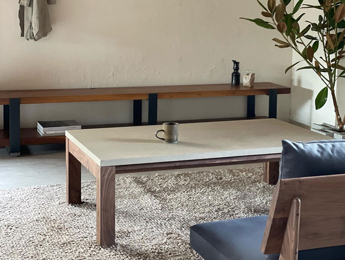 スタイリッシュなモルタル調仕上げのカッコイイ長方形の国産・日本製