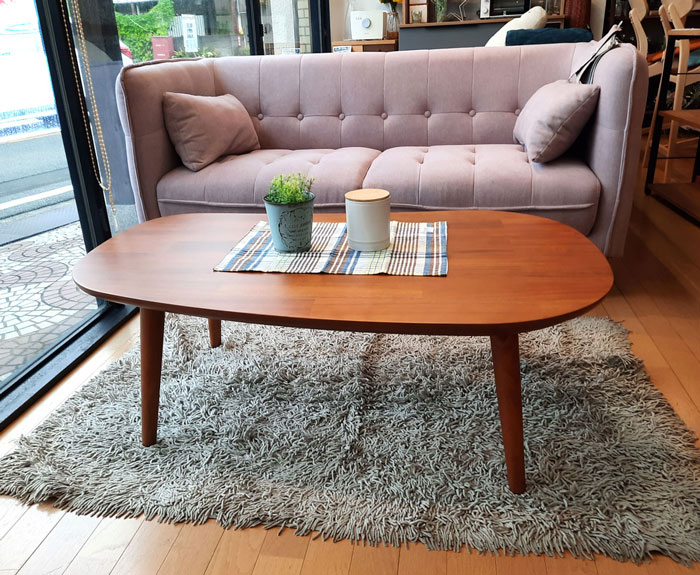 協立工芸 こたつ こたつテーブル テーブル 105cm 豆型 楕円形 ブラウン