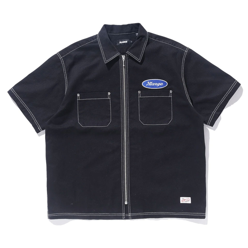 XLARGE（エクストラ ラージ） 半袖ワークシャツ ZIP UP S/S WORK SHIRT