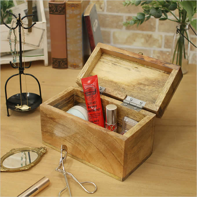 ボヘミアンタイル木製ボックス 小物入れ アジアン雑貨 木製 宝箱